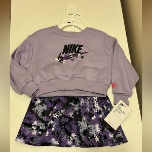 Nike Purple Sweatshirt and Floral Skort Set
